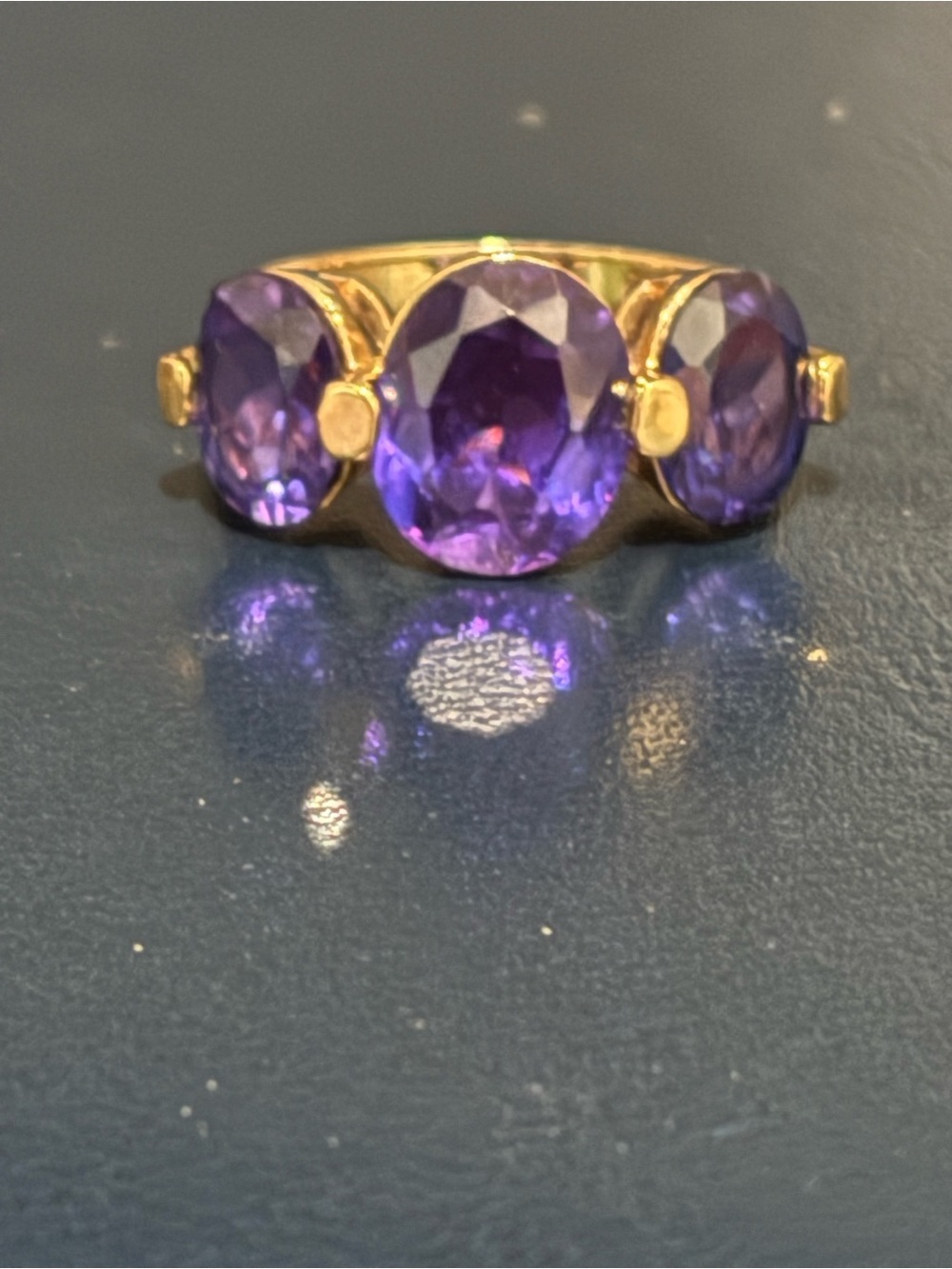 18k Genuine Yellow Gold Over Sterling Silver Amethyst Ring!